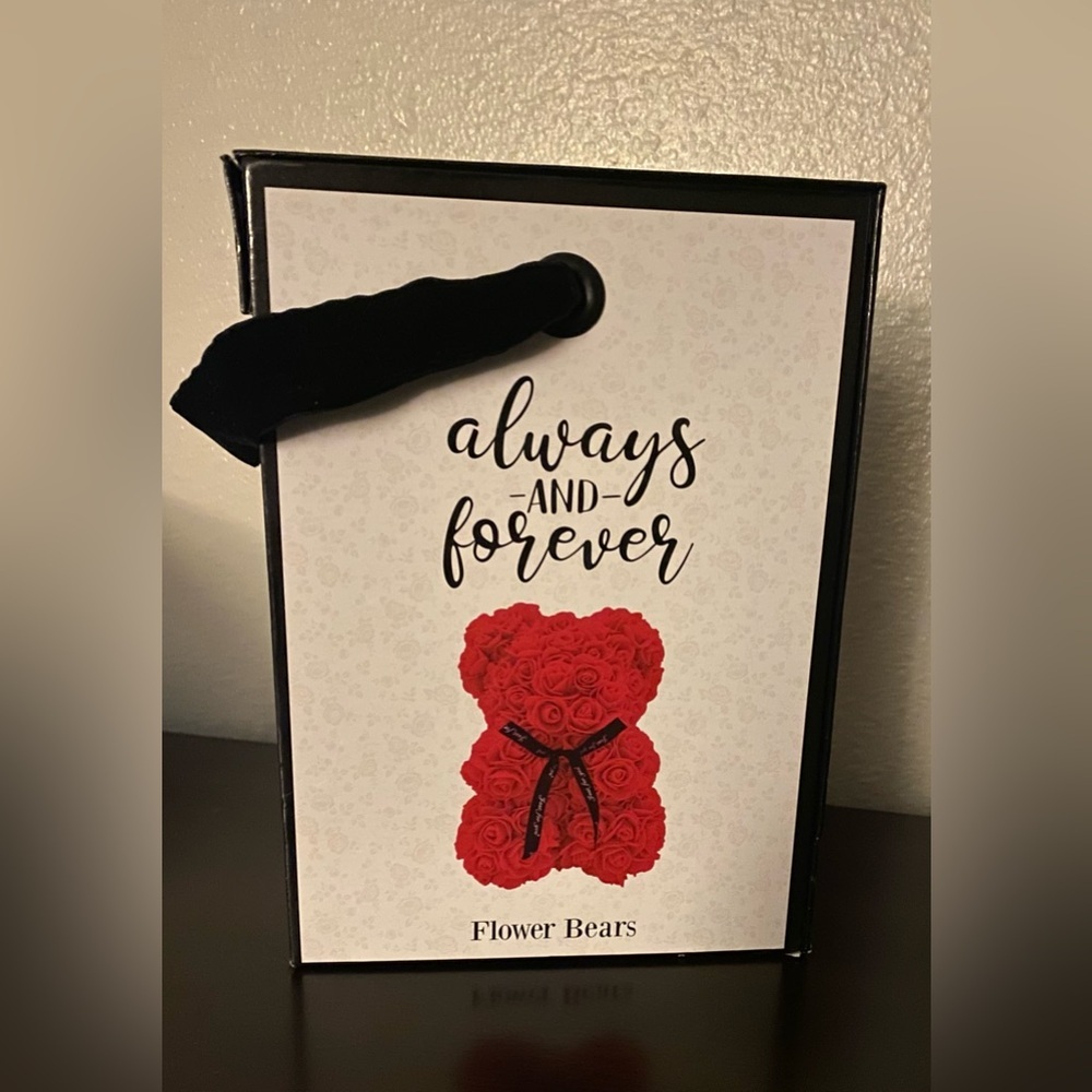 Always & Forever Red Rose Flower Bear | Gift Boxed Rose Teddy | 9” Romantic - Picture 3 of 5